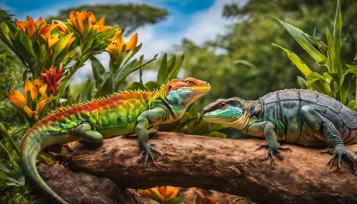 Image of various African reptiles in their natural habitats, showcasing their vibrant colors and unique features.