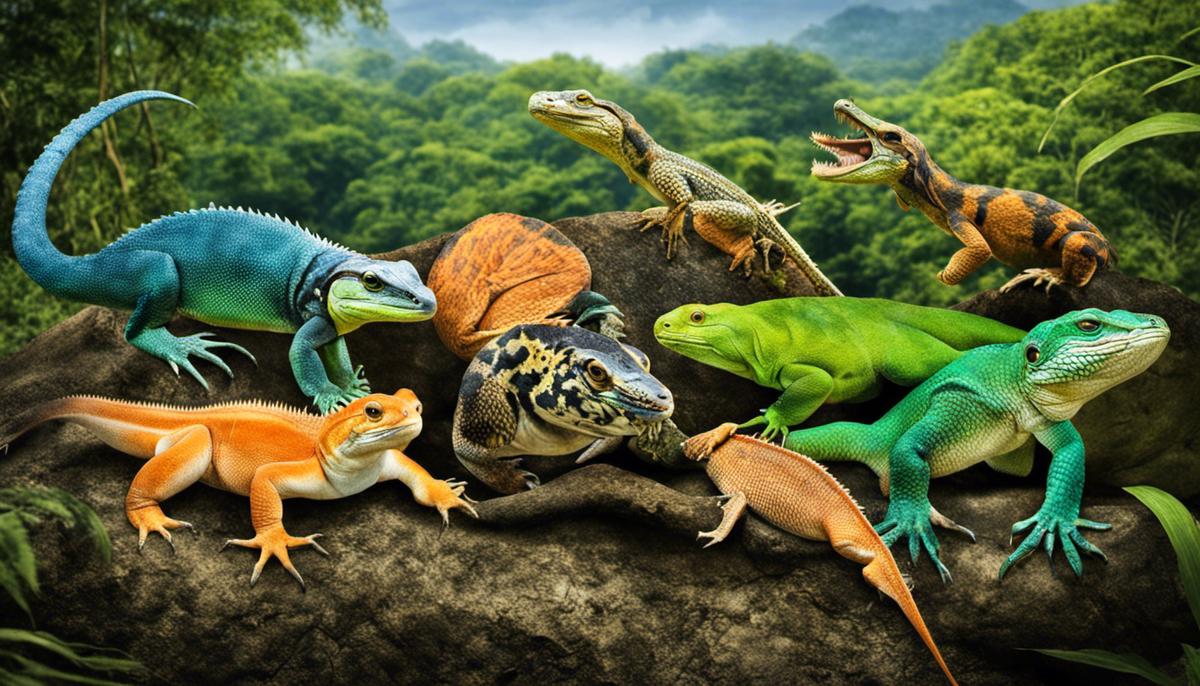 Image depicting various endangered reptiles found in Asia, highlighting the need for conservation efforts