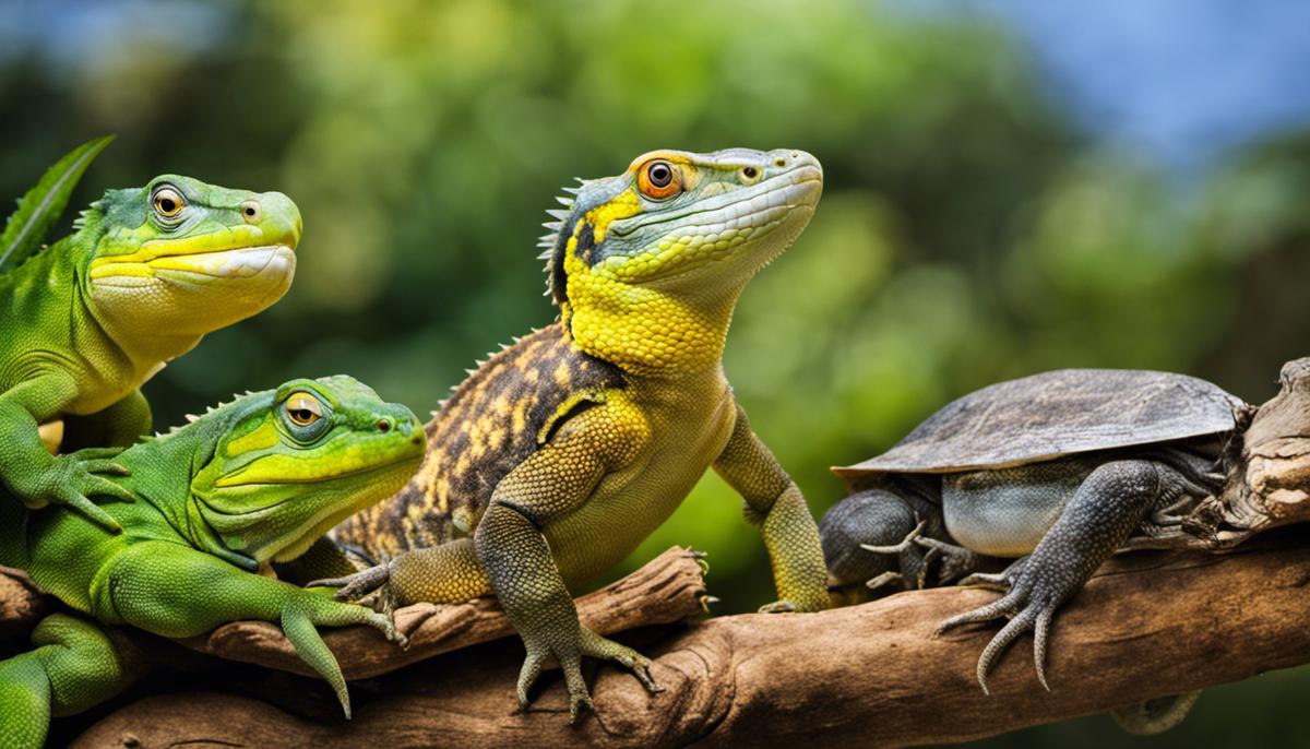 Various reptiles in their natural habitats, representing the importance of reptile conservation for biodiversity and ecosystem health.